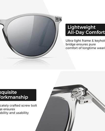 SUNGAIT Premium Vintage Round Sunglasses for Women Men Classic Retro Trendy Style