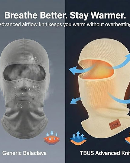 TBUS Men’s Knit Insulated Face Mask Beanie, Thermal Full Face Cover Ski Mask for Cold Weather for Women and Men