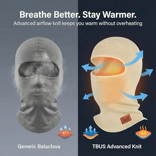TBUS Men’s Knit Insulated Face Mask Beanie, Thermal Full Face Cover Ski Mask for Cold Weather for Women and Men