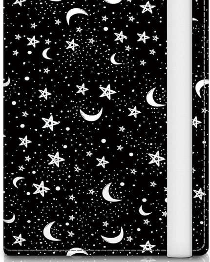 Passport Holder for Travel Essentials, RFID Premium Leather Passport Wallet Cover Case for Travel Must Haves Accessories, Passport Book Holders for Women Men Black White Moon Stars