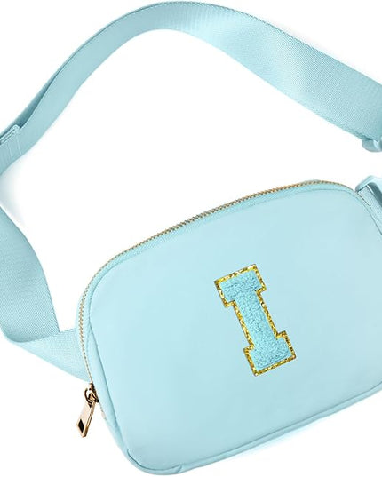 Gitus Gifts for 8 9 10 11 12 Year Old Girls Belt Bag Fanny Pack Crossbody Bags with Initial Letter Patch Cute Stuff Birthday Gifts for Teen Girls Women Personalized Trend Stuff (Icing Blue-I)