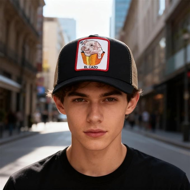 Classic Unisex Various Animal Series Embroidery Farm Adjustable Mesh Snapback Trucker Hat
