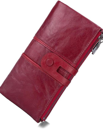 myfriday Women's RFID Blocking Genuine Leather Wallet, Bifold Long Clutch Wallet Money Clips Ladies Card Holder Purse
