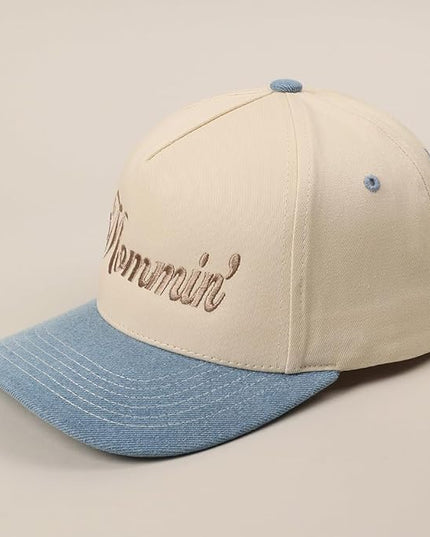 MIRMARU Two-Tone Vintage Canvas Trucker Hats for Men & Women, Adjustable Size Baseball Caps with Trendy Embroidered Design