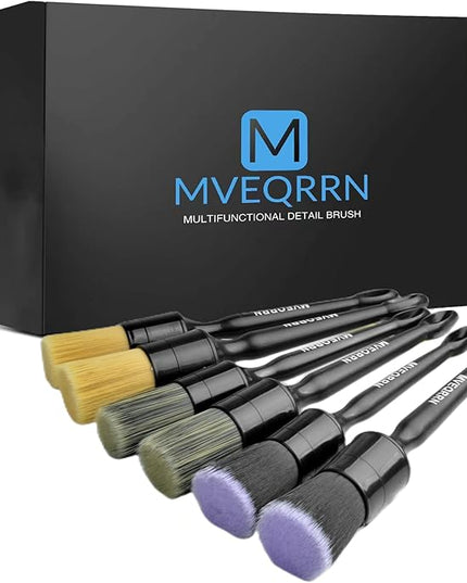 6pcs Car Detailing Brush Set-2pcs Boars Hair Car Detailing Brushes,2pcs Ultra Soft No Scratch Detailing Brush for Air Vent,Leather Seat 2pcs Detail Brushes car Detailing for Interior Exterior