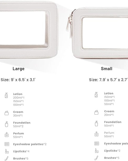 Aveniee Clear Makeup Bag Organizer,Large Travel Toiletry Bag for Women, Waterproof Cosmetic Pouch with Zippers,Car Organizers and Storage Case for Accessories,White