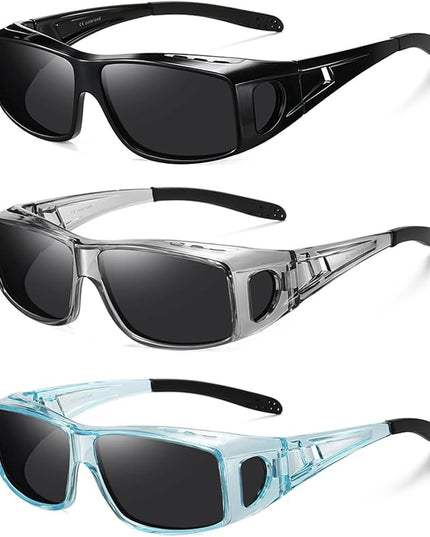 Wzerry Sunglasses Fit Over Glasses Polarized for Men Women, Wrap-Around Glasses UV400 Protection for Driving and Outdoor