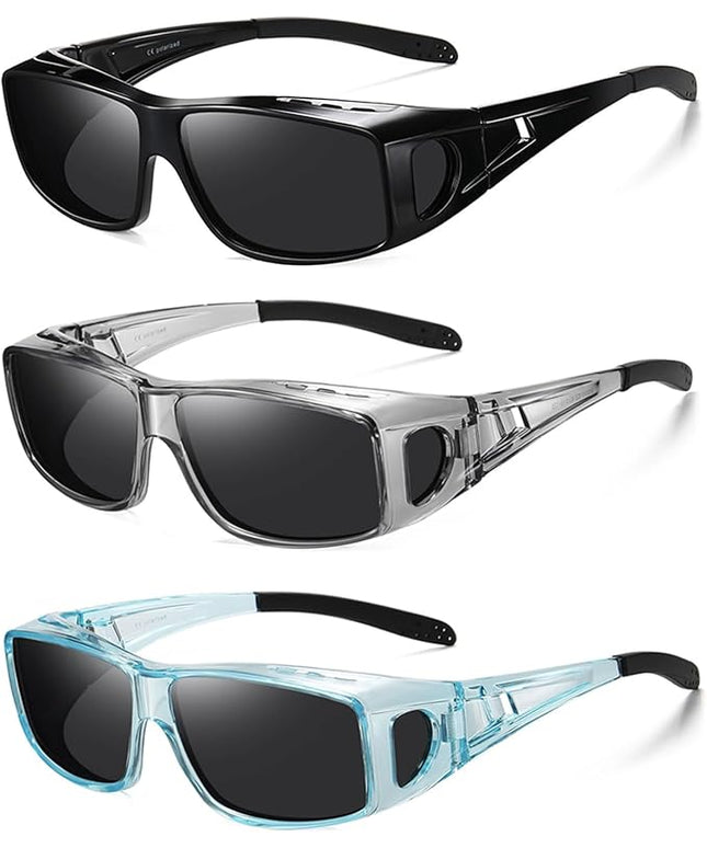 Wzerry Sunglasses Fit Over Glasses Polarized for Men Women, Wrap-Around Glasses UV400 Protection for Driving and Outdoor