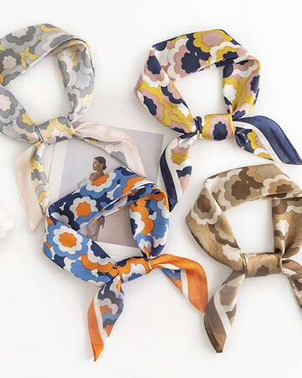 MINIDORA Satin Scarves for Women 27.5 × 27.5 inches Medium Square Elegant Silk Feeling Head Scarf
