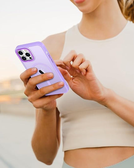 Hython Case for iPhone 14 Pro Max Case Magnetic Translucent Matte Phone Cases 6.7" [Compatible with MagSafe] Thin Slim Fit Shockproof Bumper Hard Protective Cover for Women Men Girls, Light Purple