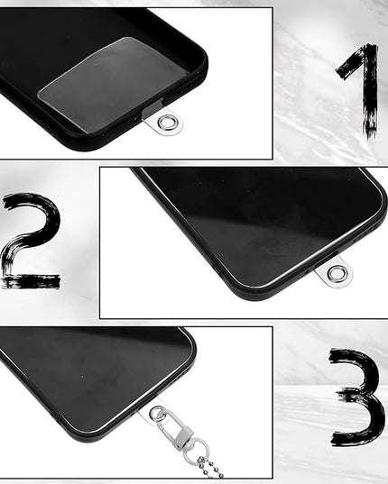 50PCS Phone Tether Tab Cellphone Strap Transparent Phone Lanyard Tab Connector Lanyard Patch Universal Cellphone Tether Patches Non Adhesive Clear Replacement Patches for Most Smartphones Phones Cases
