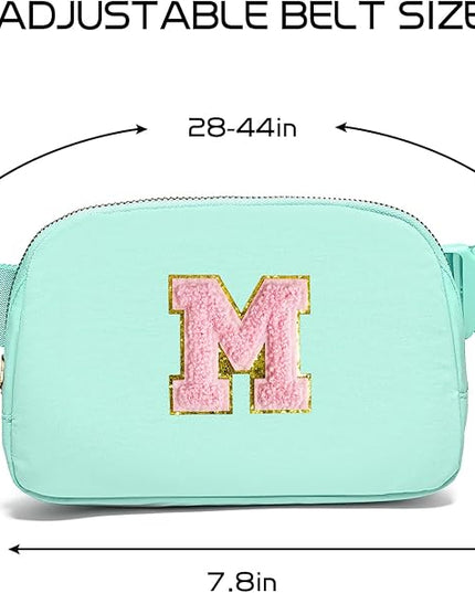 Gitus Belt Bag Fanny Pack Crossbody Bags with Initial Letter Patch Cute Stuff Birthday Gifts for Teenager Girls Trendy Preppy Stuff for Teen Girls Cool Stuff for Teens (Mint Green-M)