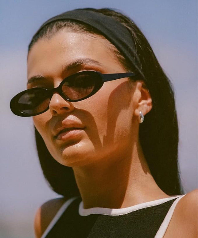 90s Sunglasses for Women Men Retro Small Oval Sunglasses