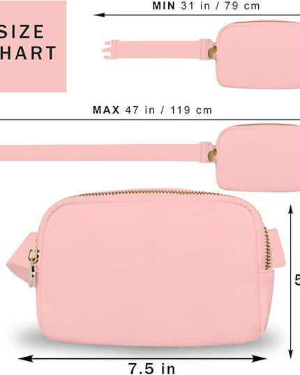 Pink Leather Belt Bag for Women – Stylish Crossbody Fanny Pack, Large Leather Waist Bag, Trendy Everywhere Belt Bag, Fashionable Cross Body Fanny Pack for Travel & Everyday Use