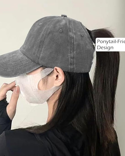 YeeHeen Ponytail Baseball Cap for Women High Messy Bun Caps Washed Cotton Hats