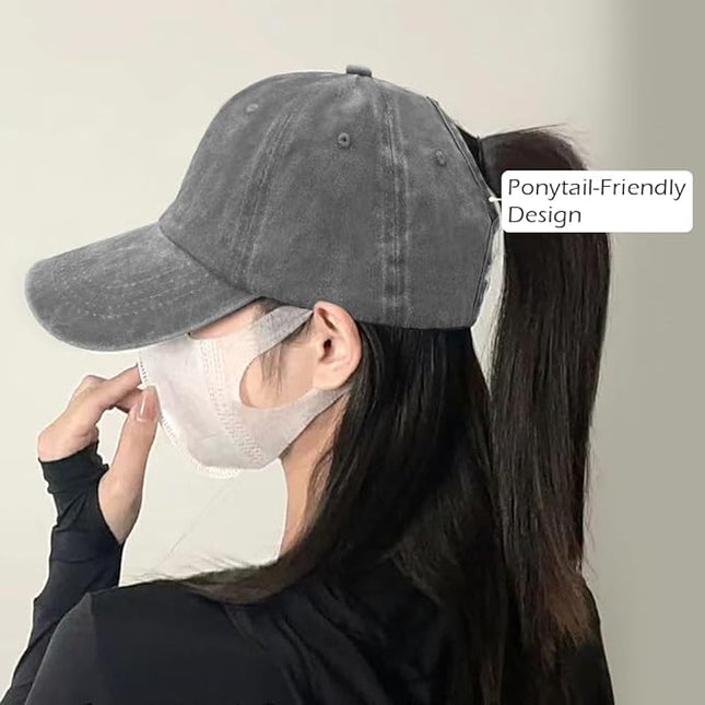 YeeHeen Ponytail Baseball Cap for Women High Messy Bun Caps Washed Cotton Hats