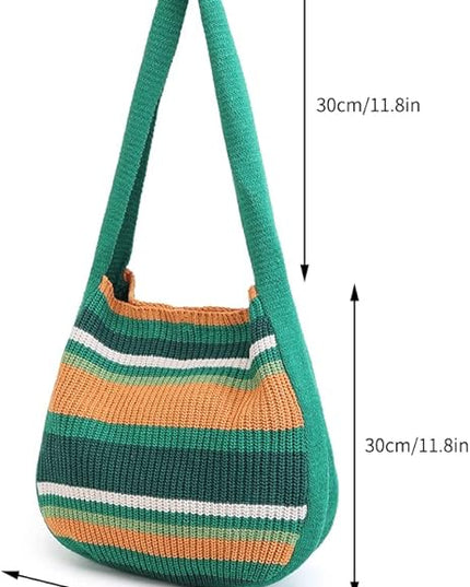 ENBEI Women's Crochet Tote Bag Knit Shoulder bag,Aesthetic Bag,Cute Eco-Friendly Tote for Travel,Daily Use,Gift Box Packaging