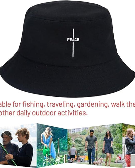 Cotton Bucket Hat for Women Men Summer Travel Sun Beach Bucket Cap, Unisex Outdoor Fisherman Hat