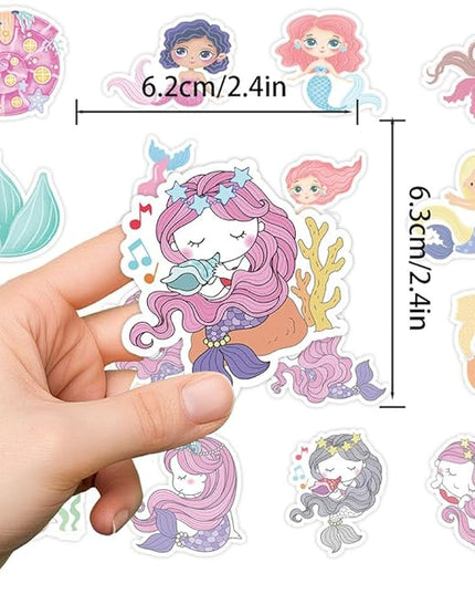 Mermaid Stickers for Kids Teens Boys Girls,50 Pcs Cartoon Waterproof Vinly Stickers for Laptop Tablet Flasks Water Bottles Phone Computer Luggage Notebook Scrapbook-Lovely Decal Pack(Mermaid-50Pcs)