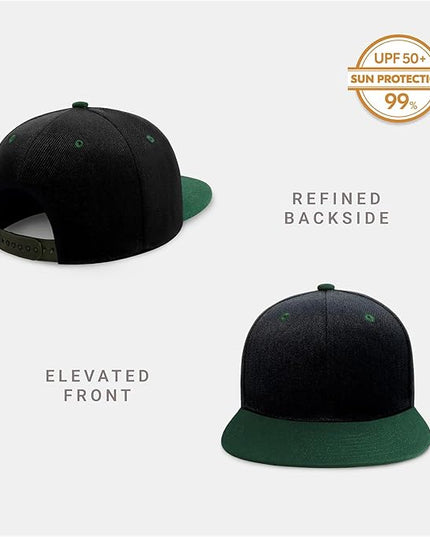 CHOK.LIDS Flat Bill Visor Classic Snapback Hat Blank Adjustable Brim High Top End Trendy Color Style Plain Tone Baseball Cap