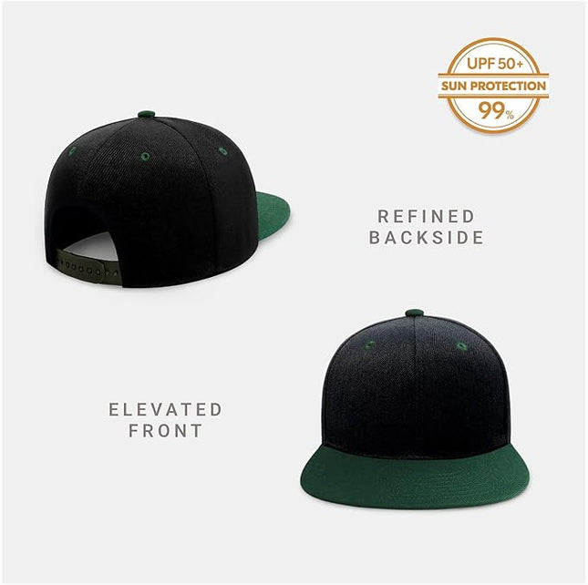 CHOK.LIDS Flat Bill Visor Classic Snapback Hat Blank Adjustable Brim High Top End Trendy Color Style Plain Tone Baseball Cap