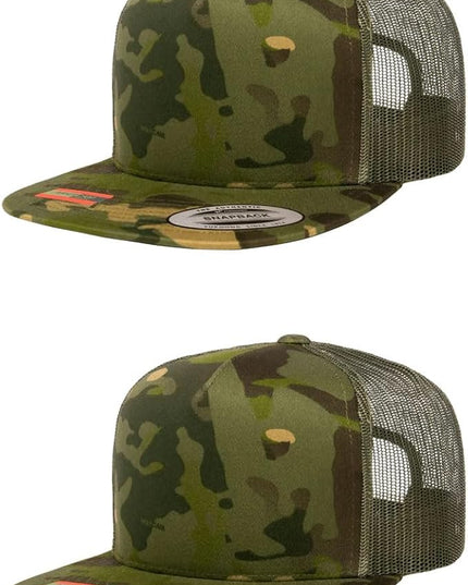 Yupoong 5-Panel YP Classic Trucker Cap | High Profile Flat Visor Snapback | OSFM | Bulk Packs Available