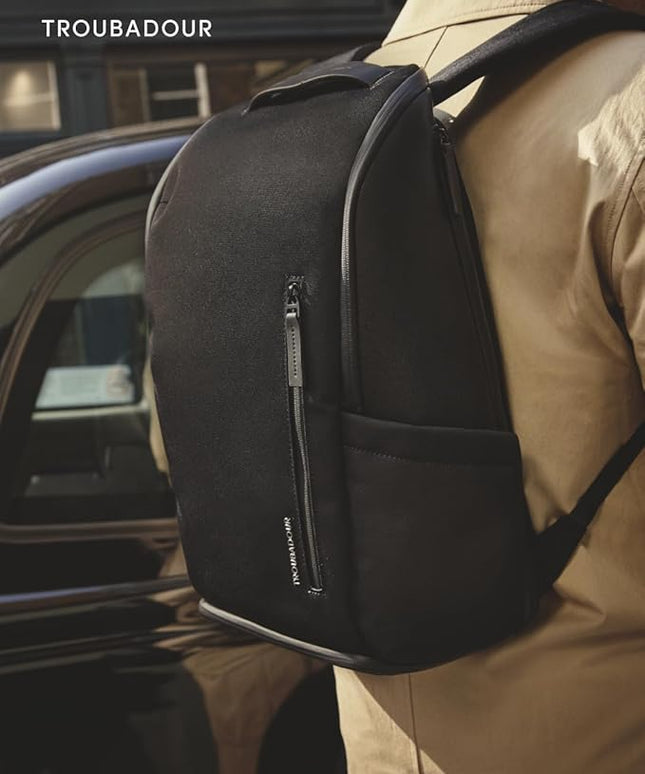 Troubadour Pioneer Backpack 3.0 - Premium Everyday Bag with Padded Laptop Section, Ventilated Shoe Compartment & Sustainable Waterproof Material - All-Day LIghtweight Comfort Design - Black