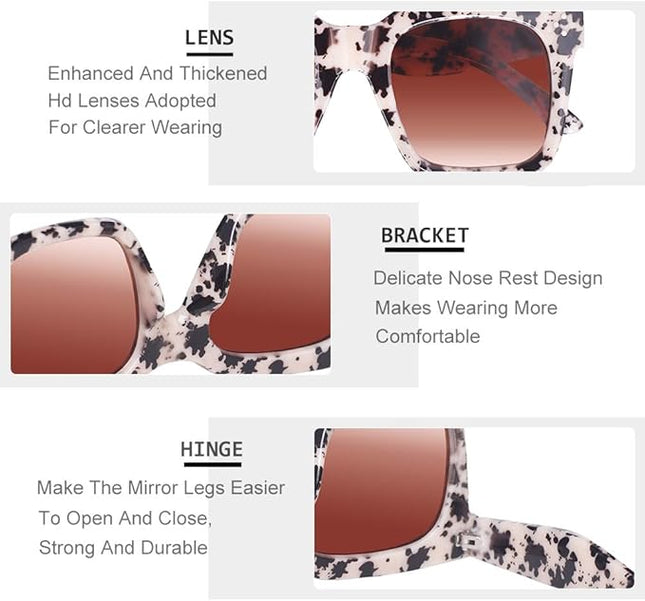 Vintage Women Oversized Sunglasses Designer Luxury Square Sun Glasses UV400 Protection Flat Lens
