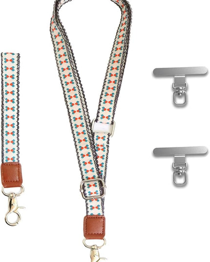 LEMEDE Wrist Keychain and Adjustable Phone Lanyard, Silver Hook Phone Crossbody Strap with 360° Rotating Phone Pads