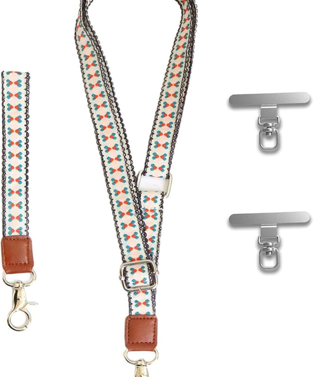 LEMEDE Wrist Keychain and Adjustable Phone Lanyard, Silver Hook Phone Crossbody Strap with 360° Rotating Phone Pads