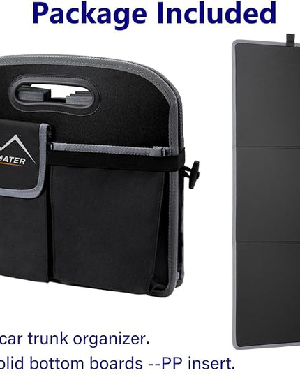 M KARMATER Car Trunk Organizer,Machine Washable PP Materials 3 Compartments Car Storage,95L Waterproof Polyester Cars Accessories Organizer and 6 Pockets, Suitable for SUV, Minivan, Truck(Black)