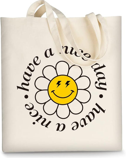 AUSVKAI Canvas Tote Bag Aesthetic for Women, Cute Reusable Cloth Cotton Bags for Shopping Beach Grocery