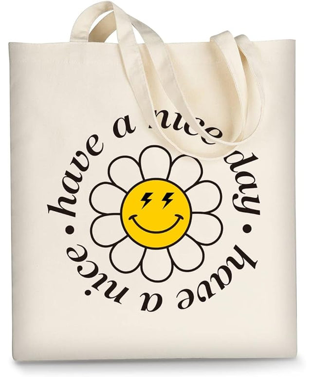 AUSVKAI Canvas Tote Bag Aesthetic for Women, Cute Reusable Cloth Cotton Bags for Shopping Beach Grocery