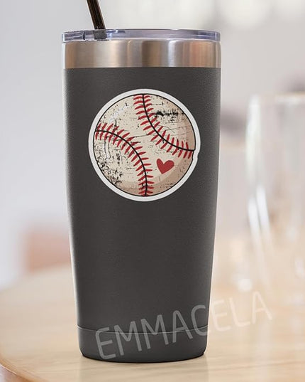 (3PCS) Baseball Stickers Baseball Heart Vinyl Decals Waterproof Sticker for Water Bottle Laptop Tumbler Scrapbook Helmet, Gifts for Baseball Lovers, Baseball Team Size 3" x 3"