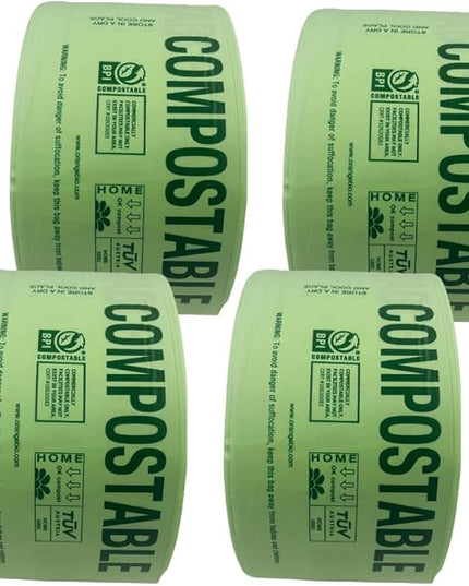 OrangeBio Certified Home Compostable Produce Bags, 2000 Count (4 rolls), 15 x 18 Inches, Hold Up to 15 Lbs, ASTM D6400, EN 13432, US BPI & Europe OK Compost Home Certified