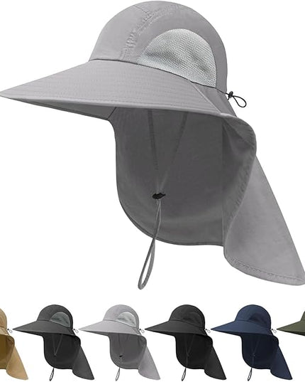 NPJY Sun Fishing Hats with Neck Flap for Men Women UV Sun Protection Bucket Hat