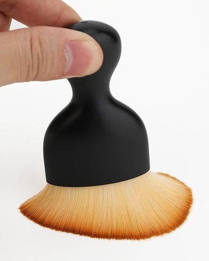 Car Detailing Brush, Soft Bristle Cleaning Brush, Scratch-Free Auto Duster Tool for Dashboard, Air Vents, Leather & Interior Cleaning (Black&Brown with Cap)