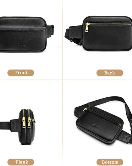 S-ZONE Fanny Packs for Women Genuine Leather RFID Blocking Crossbody Bags Purses Sling Waist Chest Bag Gifts Travel Running Adjustable Strap Men