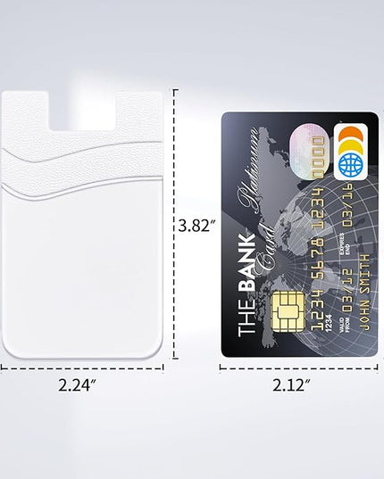 Senose Phone Wallet Stick On, Phone Card Holder, Silicone Credit Card Holder for Back of Cellphone Case Compatible for Most of Cellphone (iPhone, Samsung) - Pack of 3 (White)