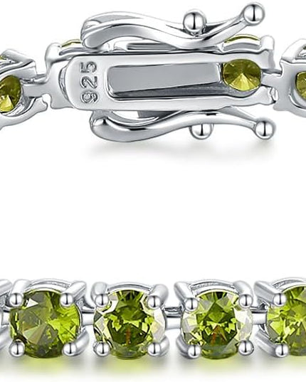 FANCIME Birthstone Bracelet Sterling Silver Gemstone Tennis Bracelets Fine Jewelry Wedding Bridal Prom Birthday Gift for Women Her, Length 7.2 Inch Width 4mm