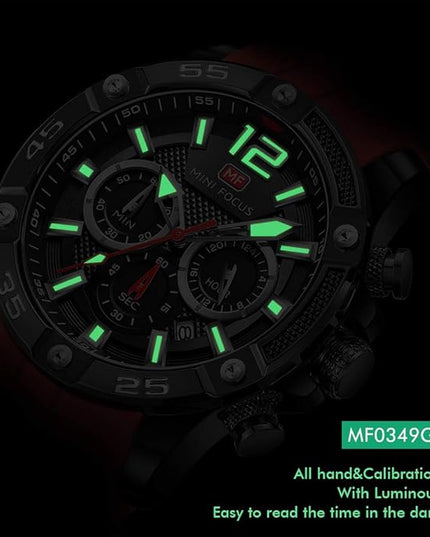 MF MINI FOCUS Men Watches Unique Casual Wrist Watches (Chronograph/Waterproof/Luminous/Calendar/24 Hours) Silicon Band Fashion Watches for Men