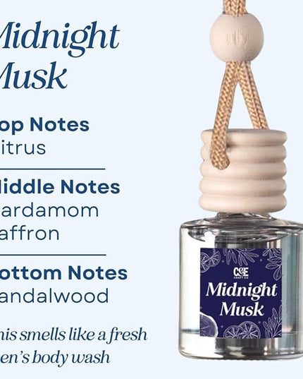CANDECraftCo Car Air Hanging Fragrance Oil, Car Auto Freshener for Essential Oils, Scents Fragrance Aromatherapy Automobile Diffuser, Long Lasting (Midnight Musk)