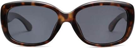 SOJOS Vintage Square Sunglasses for Women Polarized UV Protection Havana Frame SJ2111