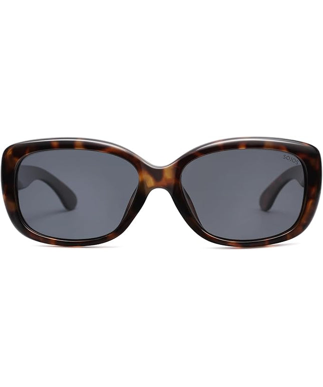 SOJOS Vintage Square Sunglasses for Women Polarized UV Protection Havana Frame SJ2111