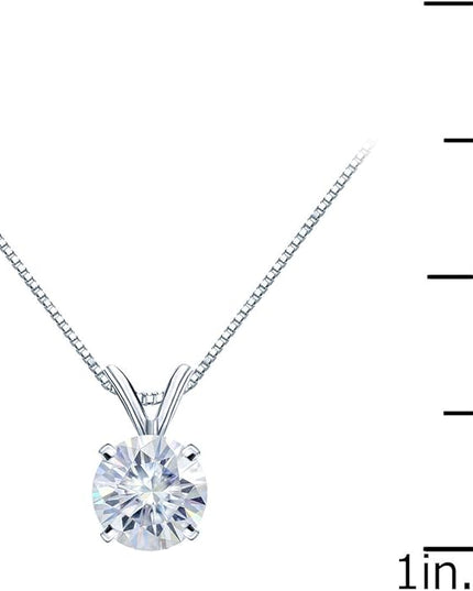 1/2 to 3 1/2 Carat Round Moissanite Solitaire Pendant Necklace in 14k Gold (H-I, cttw) 4-Prong 16 to 18 Inch Adjustable Chain Spring Ring by Diamond Wish
