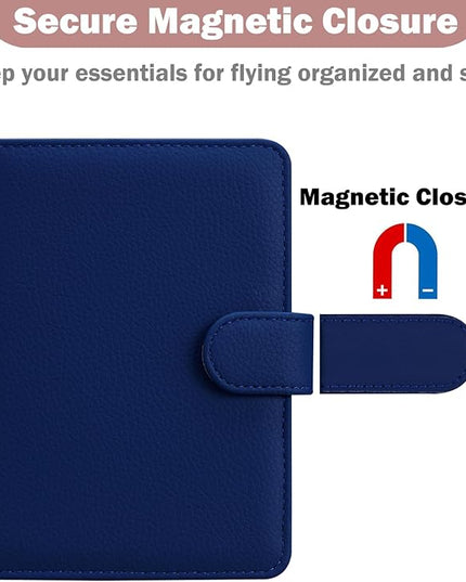 HOTCOOL Passport Holder Travel Essentials Airplane & Cruise Essentials Ship Leather Wallet Cover Case RFID Blocking Women & Men Vacation Travel Accessories Gifts Deals, Litchi - Navy Blue