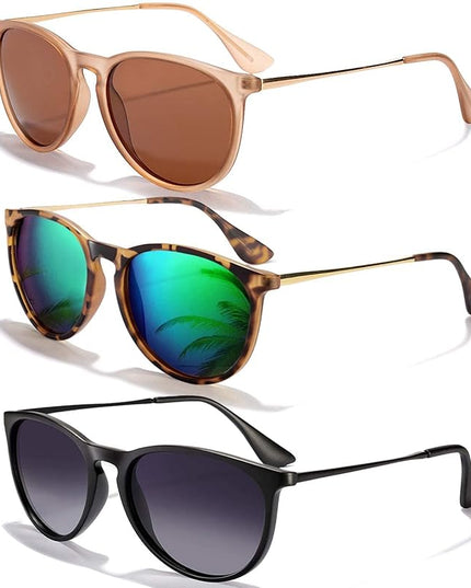 CHBP Sunglasses Womens Men Polarized UV Protection Trendy Vintage Retro Round Mirrored Lens Sunglasses For Women