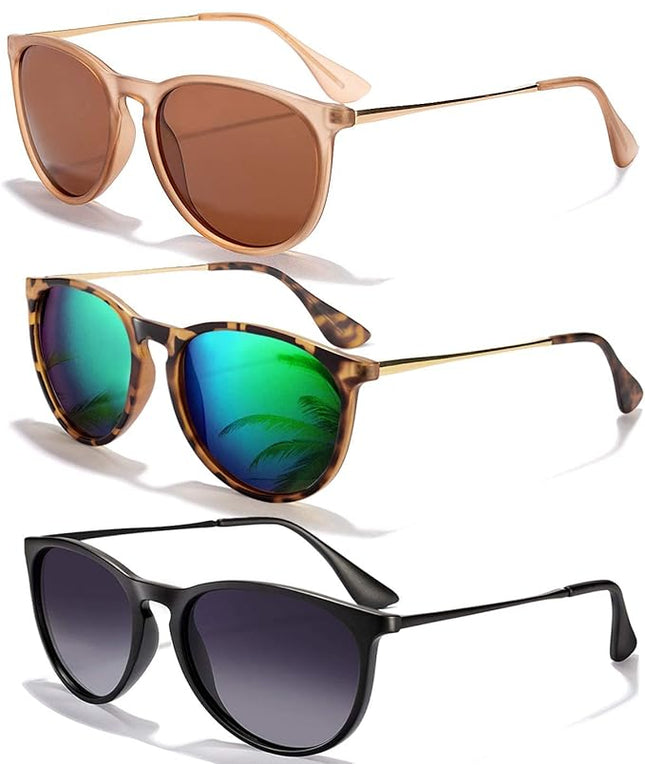 CHBP Sunglasses Womens Men Polarized UV Protection Trendy Vintage Retro Round Mirrored Lens Sunglasses For Women