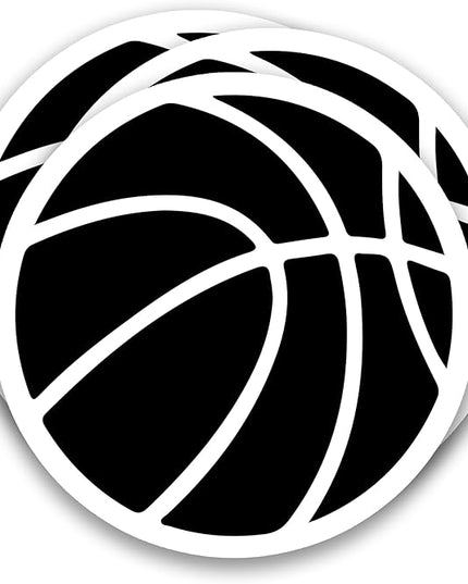 (3Pcs) Black Basketball Stickers Waterproof Vinyl Basketball Ball Decals for Water Bottle, Tumbler, Phone Case, Poster Board, Laptop, Scrapbooking, Team Players, Coach, 3" x 3"
