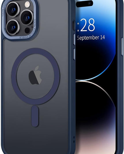 Hython Case for iPhone 14 Pro Max Case Magnetic Translucent Matte Phone Cases 6.7" [Compatible with MagSafe] Thin Slim Fit Shockproof Bumper Hard Protective Cover for Women Men Girls, Deep Blue